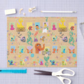 セサミストリートアパートメントウィンドウズパターン 薄葉紙 (クラフト)