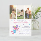 セサミストリートアビカダビフォトコラージュ誕生日 招待状 (スタンド正面)