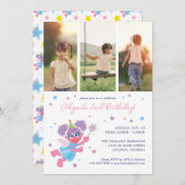 セサミストリートアビカダビフォトコラージュ誕生日 招待状 (正面/裏面)