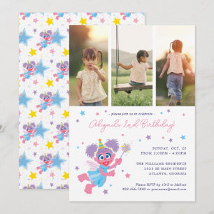 セサミストリートアビカダビフォトコラージュ誕生日 招待状