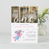 セサミストリートアビカダビフォトコラージュ誕生日 招待状 (スタンド正面)