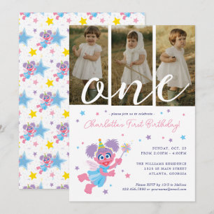 セサミストリートアビカダビフォトコラージュ誕生日 招待状