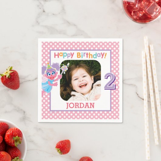 セサミストリートアビー水玉模様誕生日 スタンダードカクテルナプキン (インサイチュ)