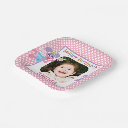 セサミストリートアビー水玉模様誕生日 ペーパープレート (傾斜あり)