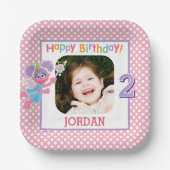 セサミストリートアビー水玉模様誕生日 ペーパープレート (正面)