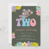 セサミストリートアビー |フローラ2回目の誕生日 招待状 (正面)