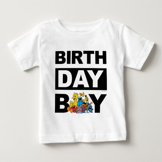 セサミストリートアンドパール誕生日ボーイ ベビーTシャツ (正面)