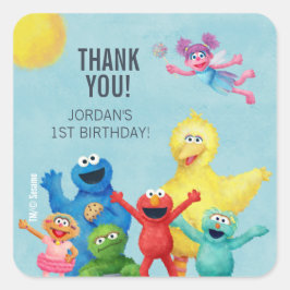 セサミストリートイラストレーション誕生日ありがとう スクエアシール