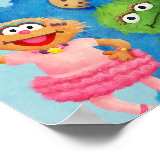 セサミストリートイラストレーション誕生日歓迎 ポスター (角)