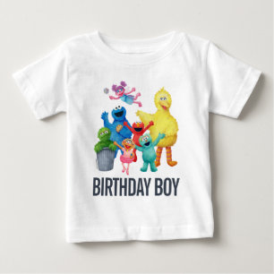 セサミストリートイラストレーション 誕生日少年 ベビーTシャツ