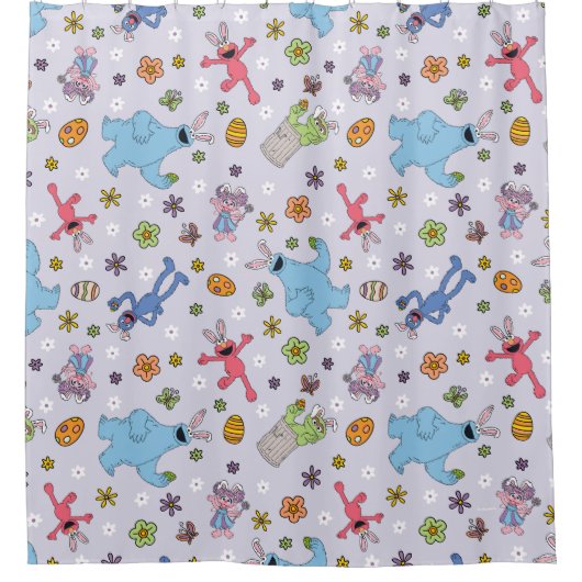 セサミストリートイースターバニーパターン シャワーカーテン (正面)