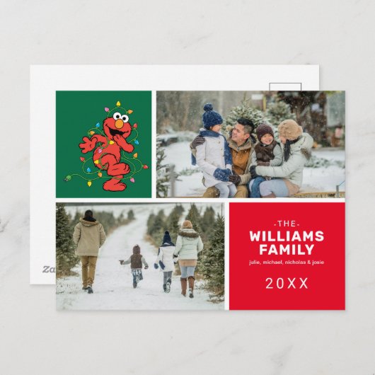セサミストリートエルモクリスマスファミリーフォト シーズンポストカード (正面/裏面)