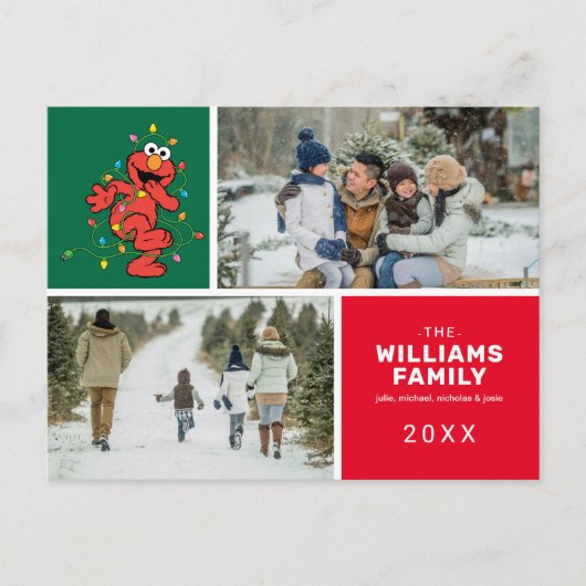 セサミストリートエルモクリスマスファミリーフォト シーズンポストカード (正面)