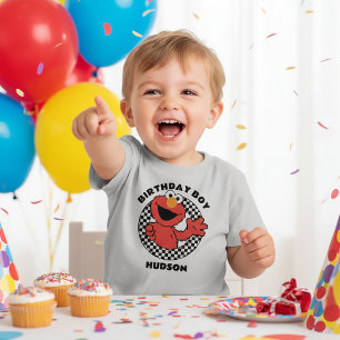 セサミストリートエルモ市松模様に誕生日ボーイ