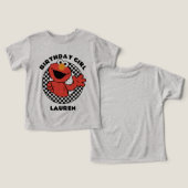 セサミストリートエルモ市松模様に誕生日 (デザイン正面&裏面)