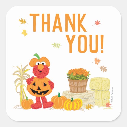 セサミストリートエルモ秋誕生日 スクエアシール (正面)