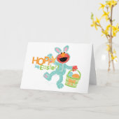 セサミストリートエルモ |ホッピーイースター カード (黄色い花)