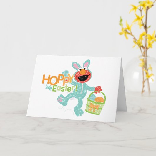 セサミストリートエルモ |ホッピーイースター カード (黄色い花)