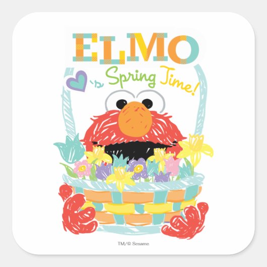 セサミストリートエルモ |春の時間 スクエアシール (正面)