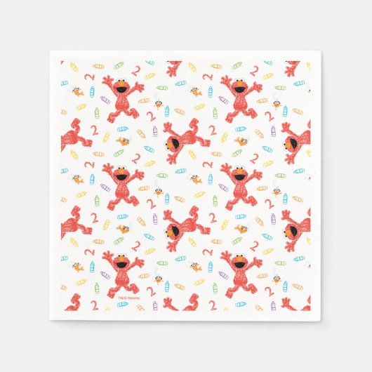 セサミストリートエルモ |誕生日クレヨン スタンダードカクテルナプキン (正面)
