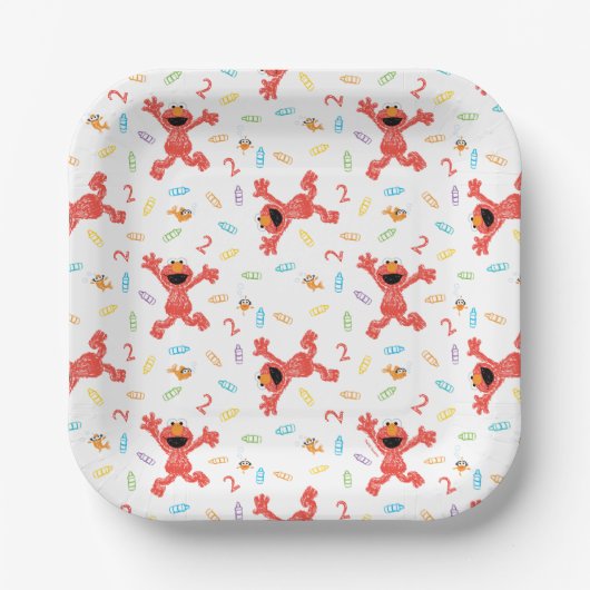 セサミストリートエルモ |誕生日クレヨン ペーパープレート (正面)