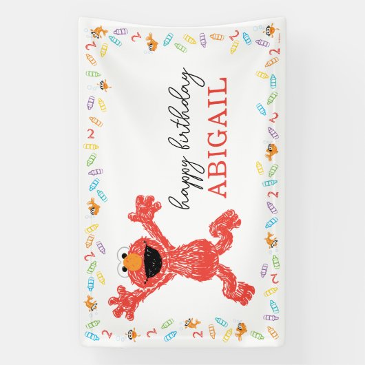 セサミストリートエルモ |誕生日クレヨン 横断幕 (縦)