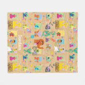 セサミストリートカスタムアパートメントウィンドウズパターン フリースブランケット (正面(横))