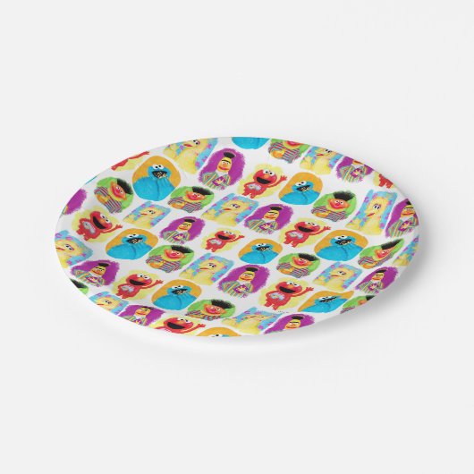 セサミストリートキャラクターおもしろいとパタカラフルーン ペーパープレート (アングル)