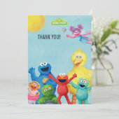 セサミストリートキャラクターイラストレーション誕生日 サンキューカード (スタンド正面)