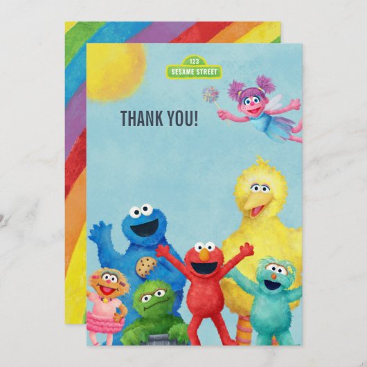 セサミストリートキャラクターイラストレーション誕生日 サンキューカード (正面/裏面)