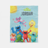 セサミストリートキャラクターイラストレーション フリースブランケット (正面)