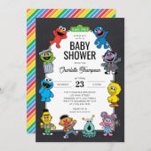 セサミストリートキャラクターシャルボードベビーシャワー 招待状 (正面/裏面)