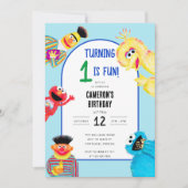 セサミストリートキャラクターファーストバースデーパーティー 招待状 (正面)