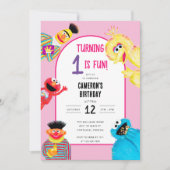 セサミストリートキャラクターファーストバースデーパーティー 招待状 (正面)