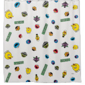 セサミストリートキャラクター模様 シャワーカーテン (正面)