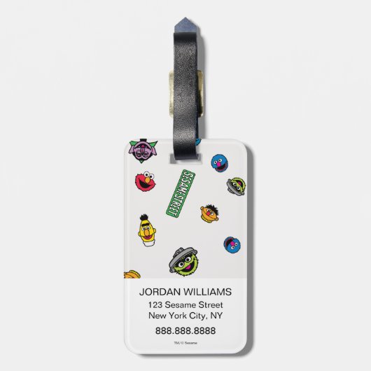 セサミストリートキャラクター模様 ラゲッジタグ (裏面縦)