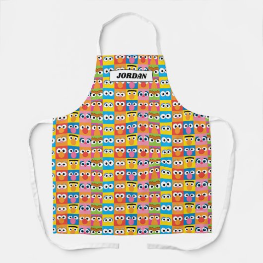 セサミストリートキャラクター目模様 エプロン (正面)