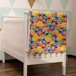 セサミストリートキャラクター顔型 フリースブランケット