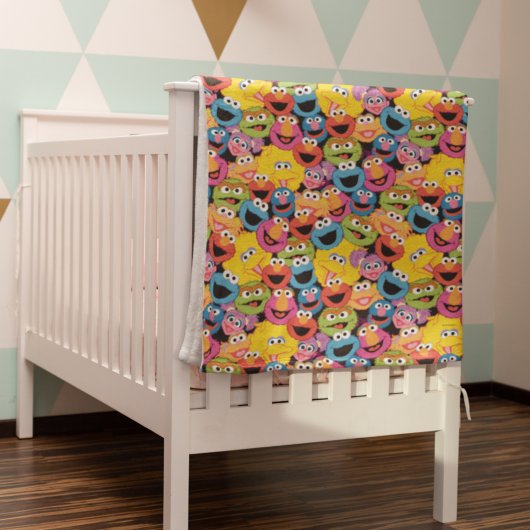 セサミストリートキャラクター顔型 フリースブランケット