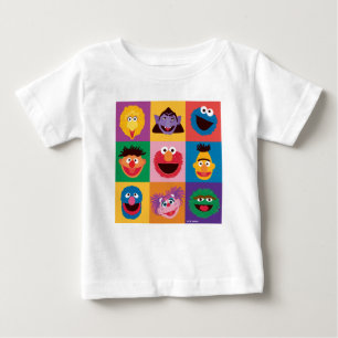 セサミストリートキャラクター カラーブロックグリッド ベビーTシャツ