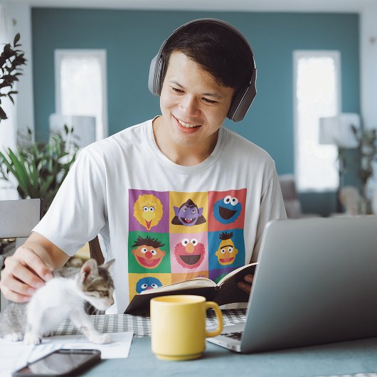 セサミストリートキャラクター |カラーブロックグリッド Tシャツ