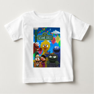 セサミストリートキャラクター パーティーシーン ベビーTシャツ