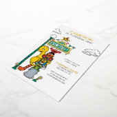 セサミストリートキャラクター&通りサイン誕生日 箔招待状 (回転した状態)