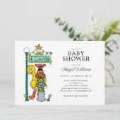 セサミストリートキャラクター&通りサイン赤ちゃんシャワー 招待状 (スタンド正面)