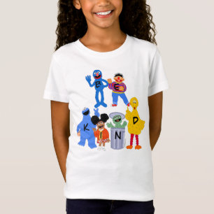 セサミストリートキャラクター Be Kind – 手話 Tシャツ