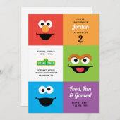セサミストリートキャラクター | Colorblock誕生日 招待状 (正面/裏面)