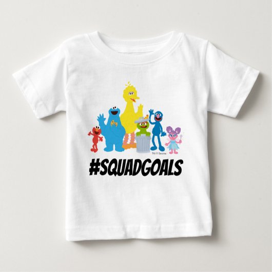 セサミストリートキャラクター | #SQUADGOALS ベビーTシャツ (正面)