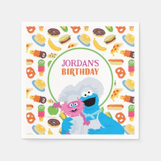 セサミストリートクッキーモンスターグルメトラック スタンダードカクテルナプキン (正面)