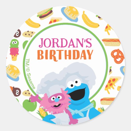 セサミストリートクッキーモンスターグルメトラック ラウンドシール (正面)