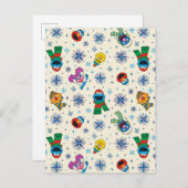セサミストリートクリスマススノーフレークパターン ポストカード (正面/裏面)